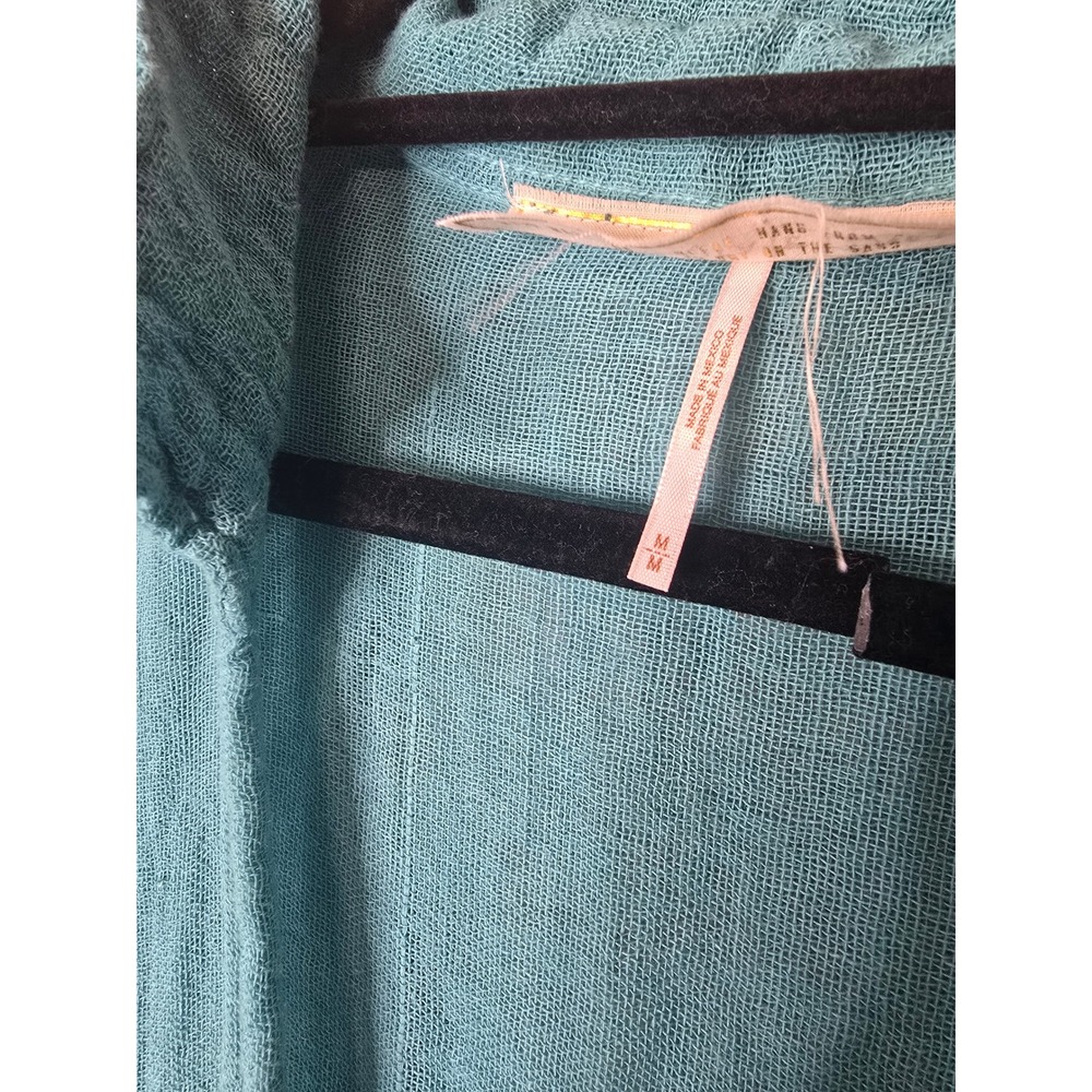 Jens Pirate Booty Turquoise Blue Gauze Bell Sleeve Tunic Top Womens Size Medium - Picture 5 of 7